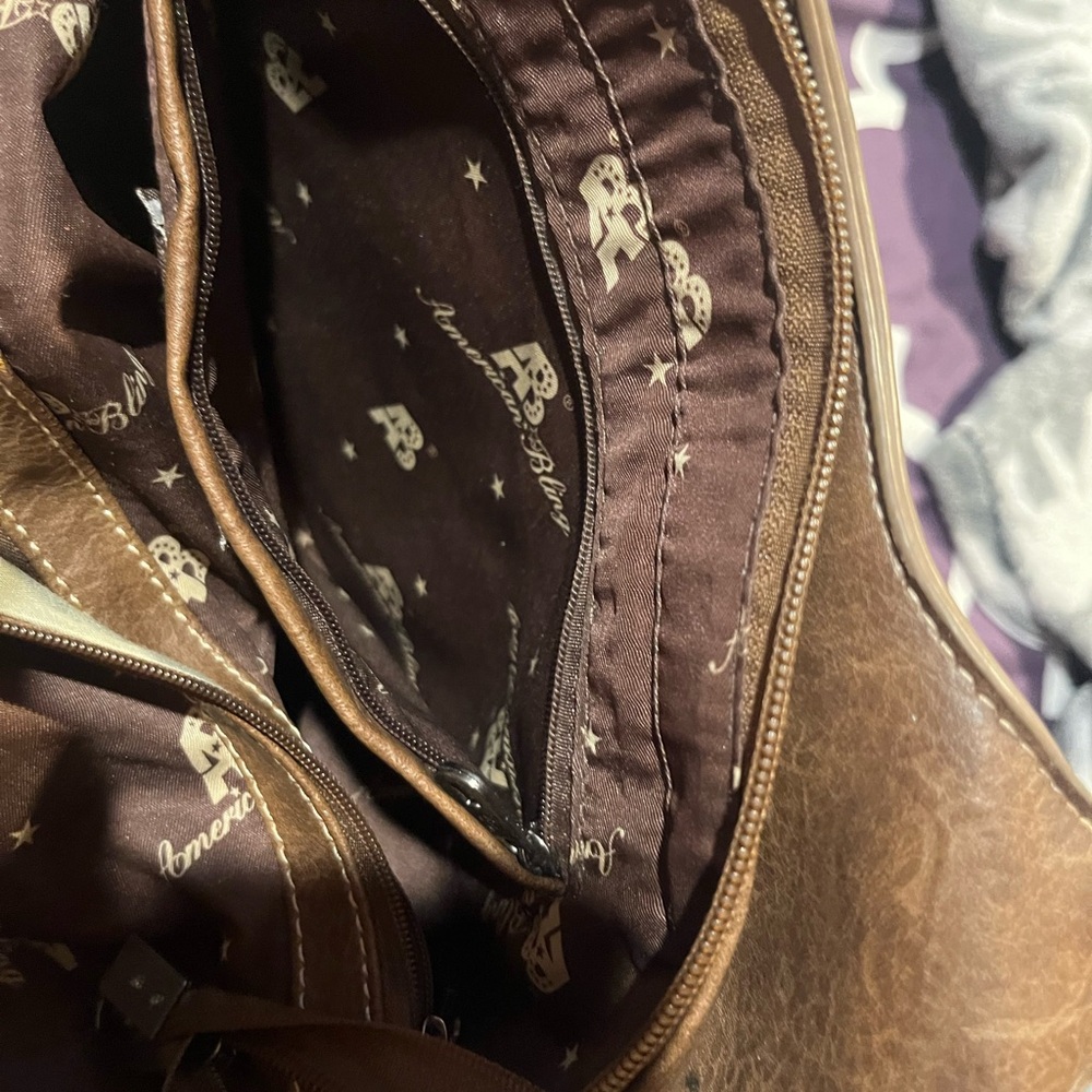 Boho Chic Brown Embroidered Shoulder Bag and Wallet Set - Picture 5 of 14